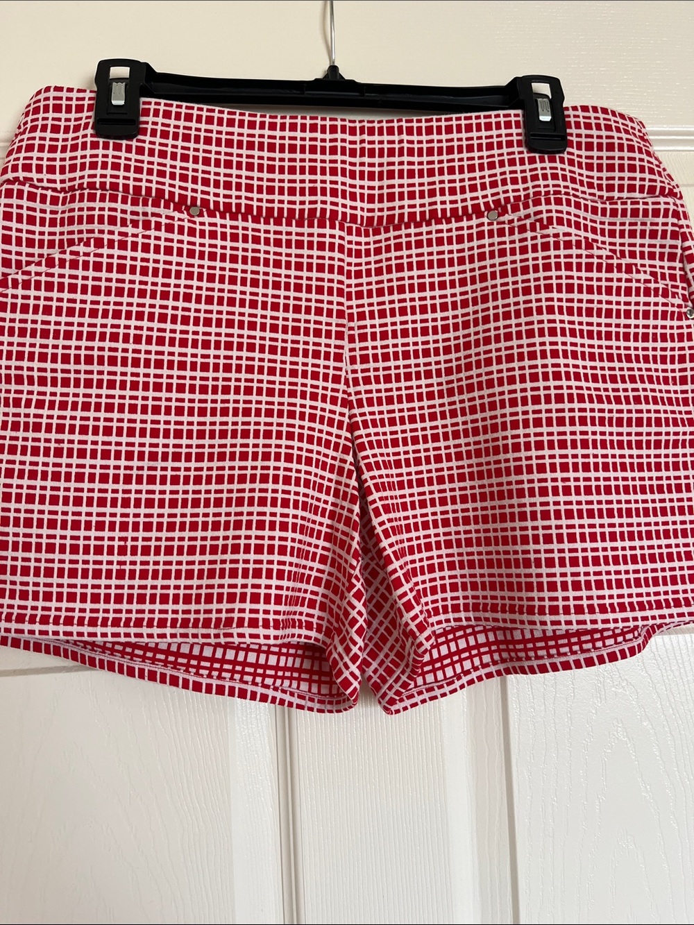 Women’s Red Grid Print Shorts